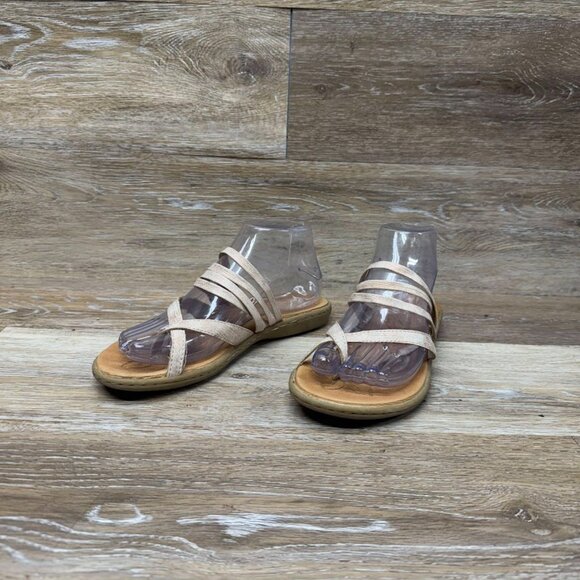 BOC Alisha Heather Brown Criss Cross Strap Toe Loop Sandals Women's Size 7 - Picture 1 of 7